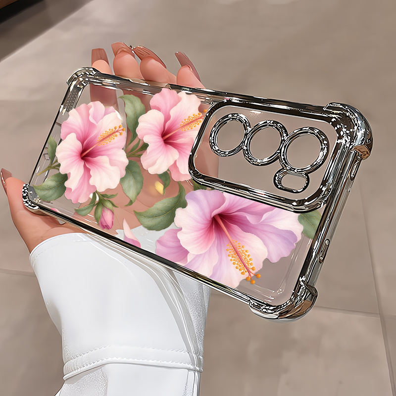 Pink Hibiscus Flowers Pattern  - Oppo Reno 12 review and price